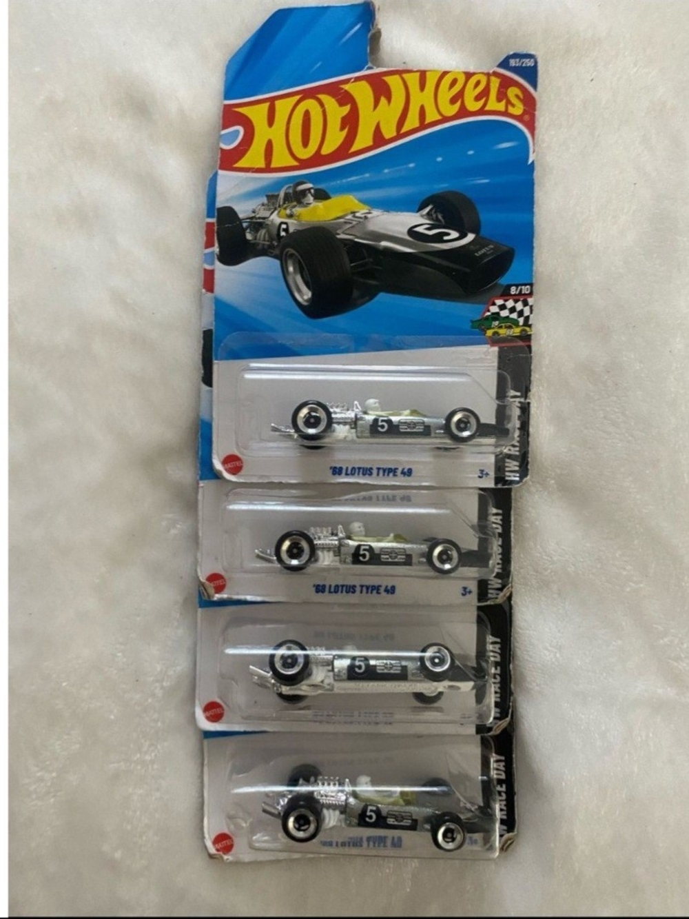 HOT WEELS Kids Toy Car Pack - Silver Lotus Type 49 (4-Pack)